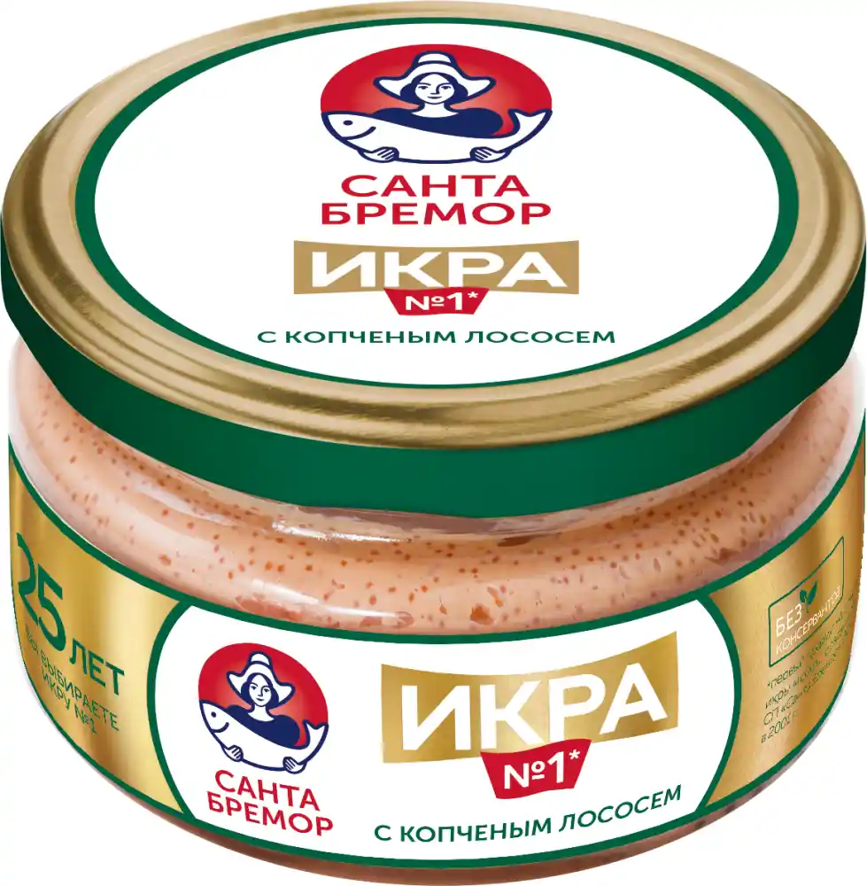 [4810168050108] Икра деликатесная мойвы "Икра № 1" с копченым лососем 180 г 1/6