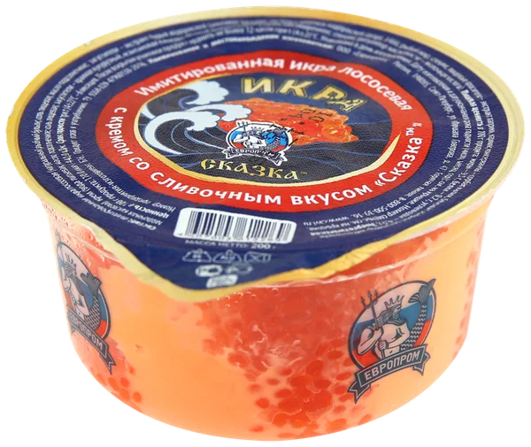 [4687003612276] Имитированная икра осетровая с кремом со сливочным вкусом "Сказка" 200 г. 1/24