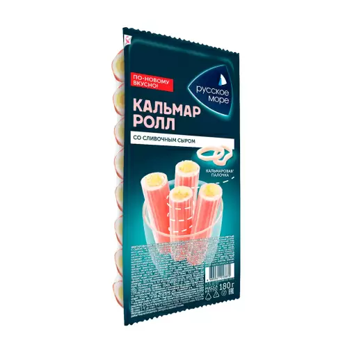 [4605561014327] Кальмаровые палочки  Кальмар-ролл "Русское Море" имитация с сыром  охл. 180 г. 1/6