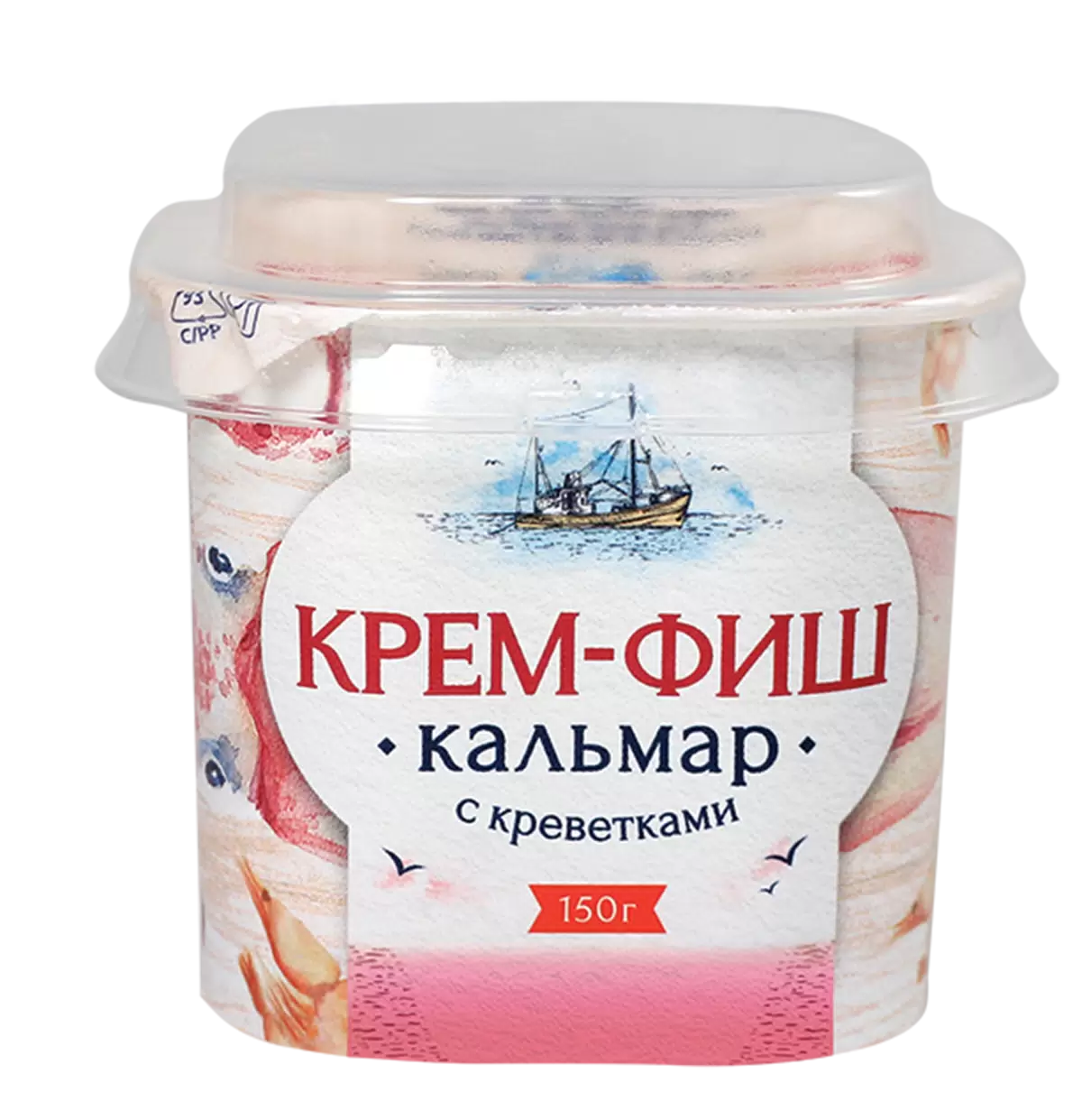 [4607003612801] Паста рыбная из морепродуктов Крем-Фиш Кальмар с креветками  150г 1/6
