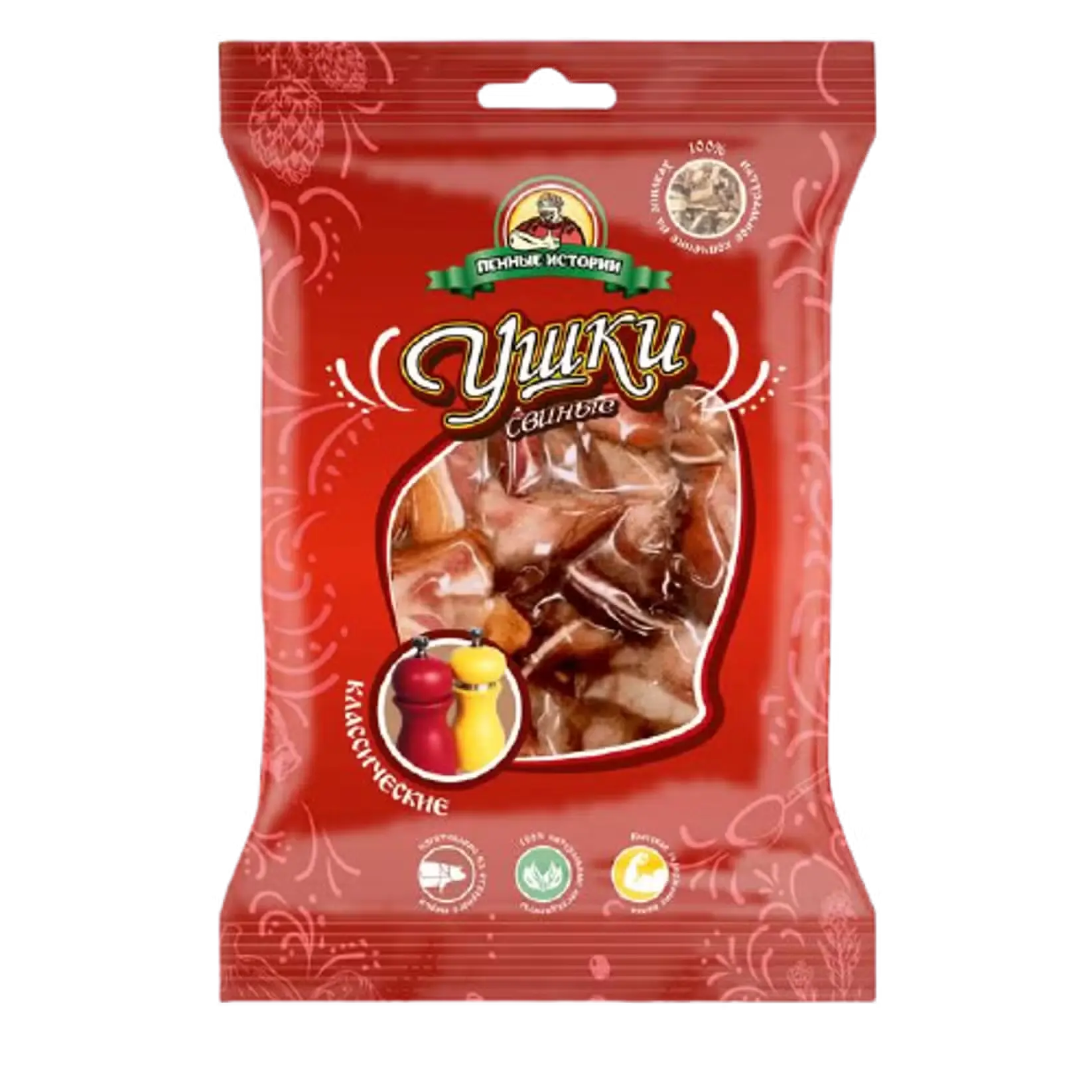 [4620046022154] Ушки свиные в/к классические 80 гр. 1/30