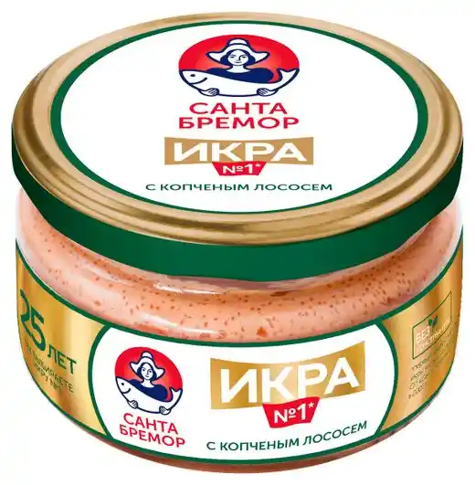 [4810168050115] Икра деликатесная мойвы "Икра № 1" с копченым лососем 270 г 1/6