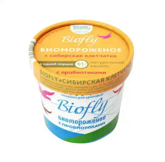 Биомороженое "BIOfly+Сибирская клетчатка"  кисломол. ванильное, Яблоко 45г бум.стак.1/20