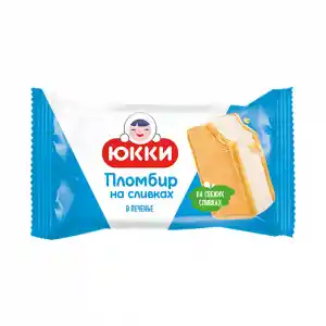 Мороженое пломбир "ЮККИ Сметанковый"с ароматом молока в печенье 80г  1/36