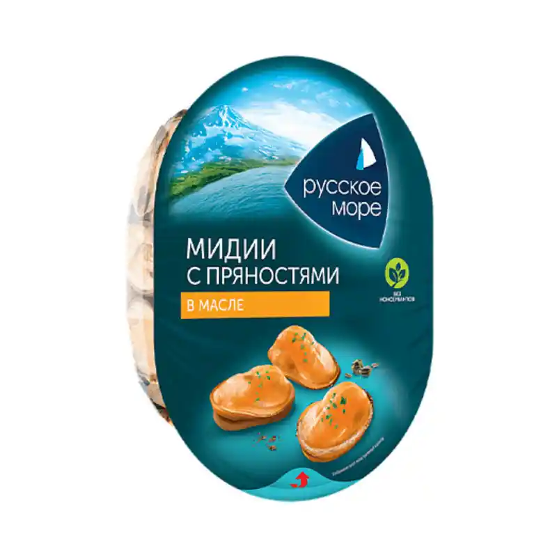 Салат из мяса мидии чилийской вареной в соусе "Русское море" 150г 1/6